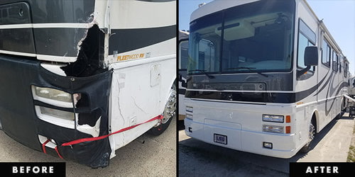 Fleetwood Class A front-end collision repair